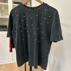 Zara Studded Black T-Shirt